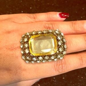 Crystal Ring with Yellow Stone
